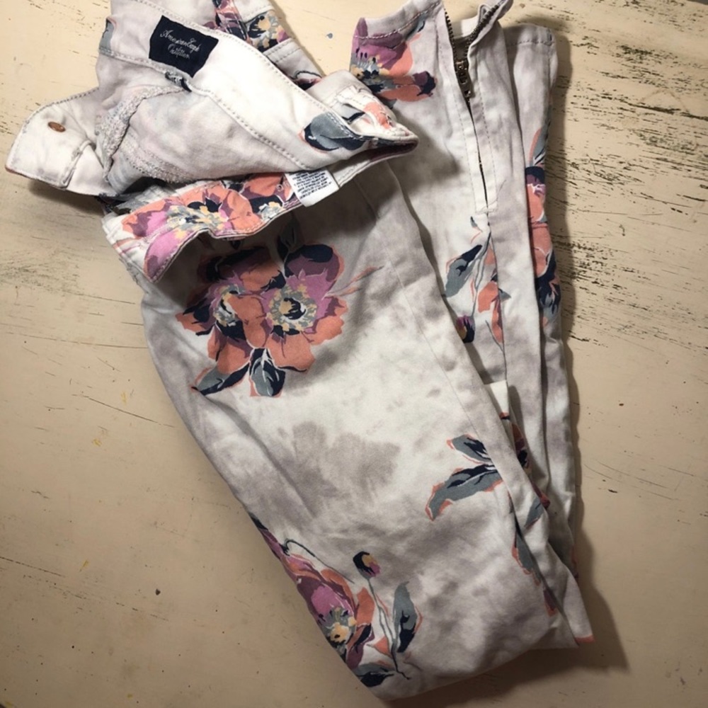 American Eagle Stretch Jeggings, florals, size 0
